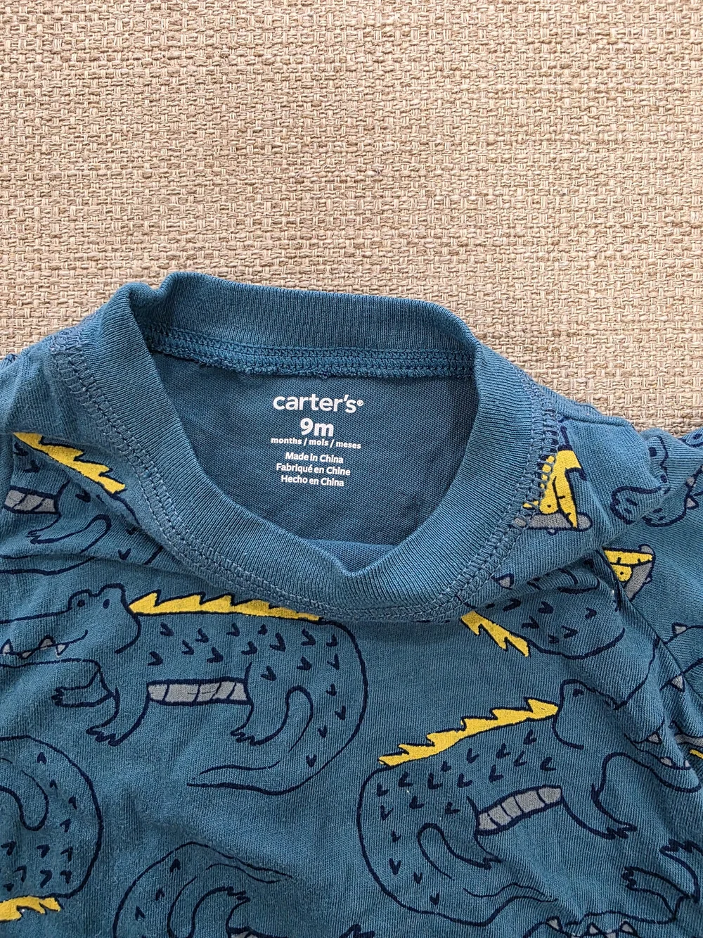 Carter's Teal Crocodile Print Romper